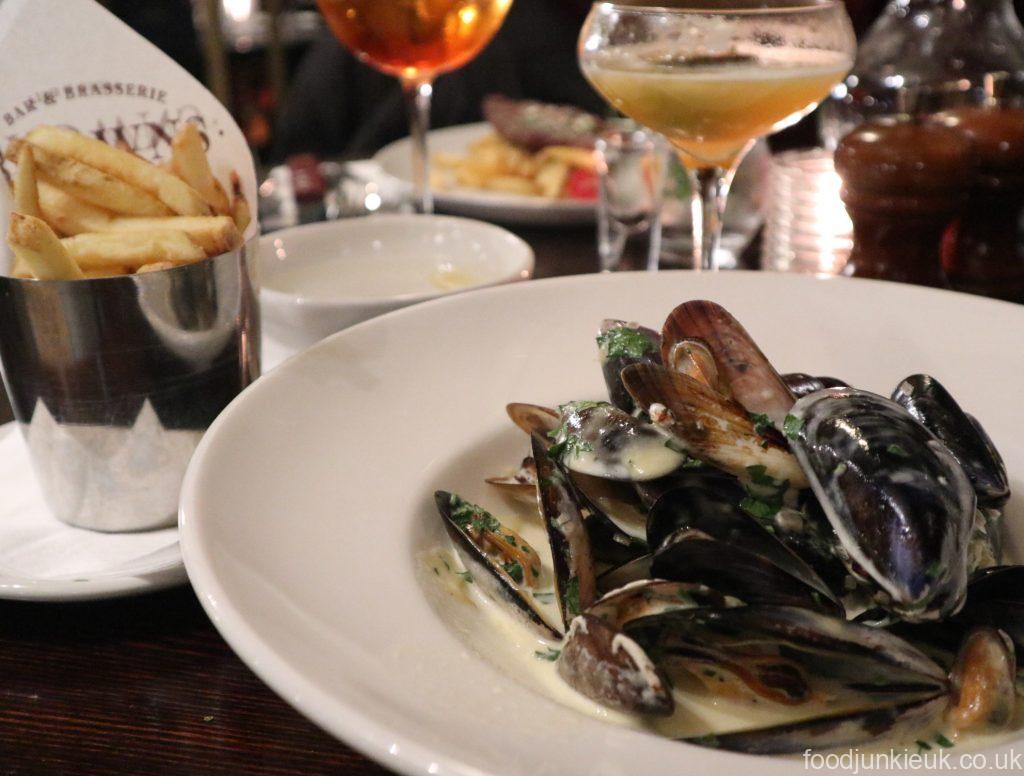 British mussels and frites at classic British Brown restaurant