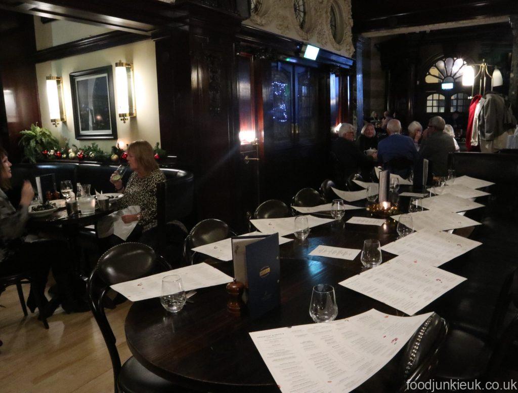 Dining area at classic British Brown restaurant