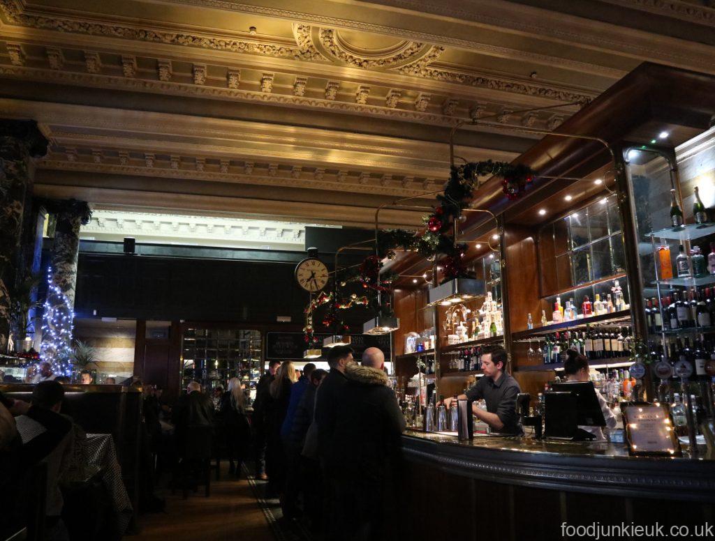 Bar area at classic British Brown restaurant