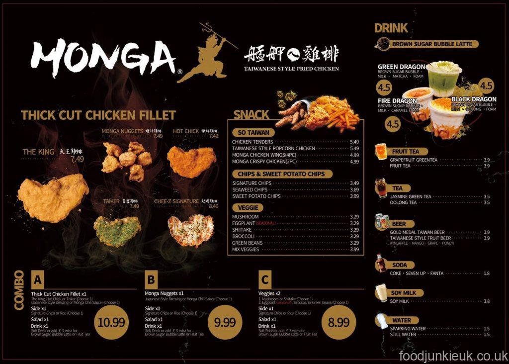 Monga fried chicken menu
